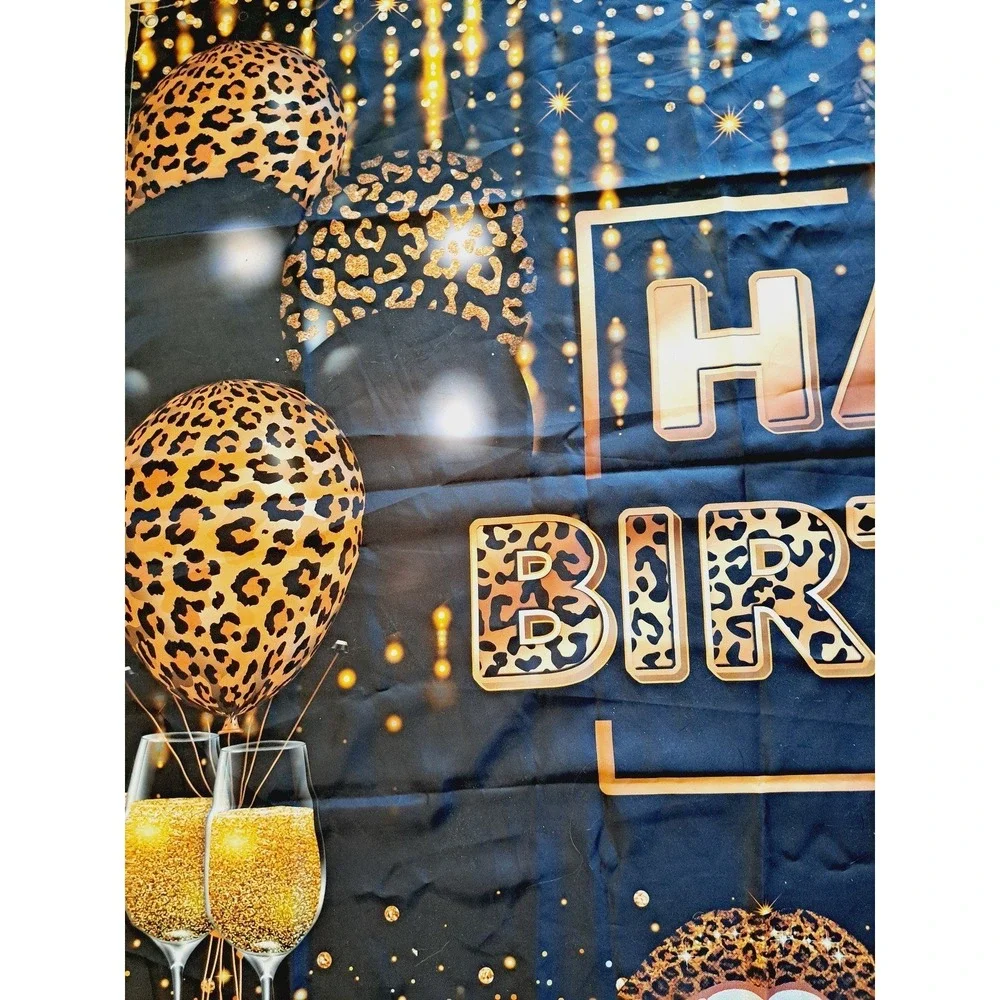 Happy Birthday Cheetah Print Banner with Grommets Quiet Luxury Party Celebrate